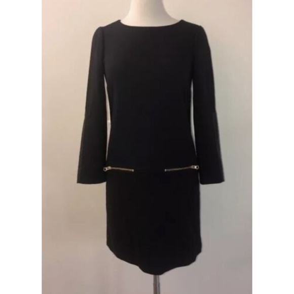 J.CREW Black Zip Dress Faux Leather Back Sleeve Work Office Sz 6 Style E1567 EUC - Picture 4 of 12